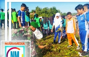 Kodim Sumbawa Gotong Royong Bersihkan Sampah di Pantai Saliper