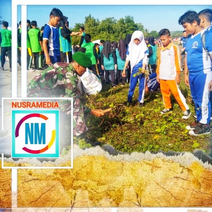 Kodim Sumbawa Gotong Royong Bersihkan Sampah di Pantai Saliper