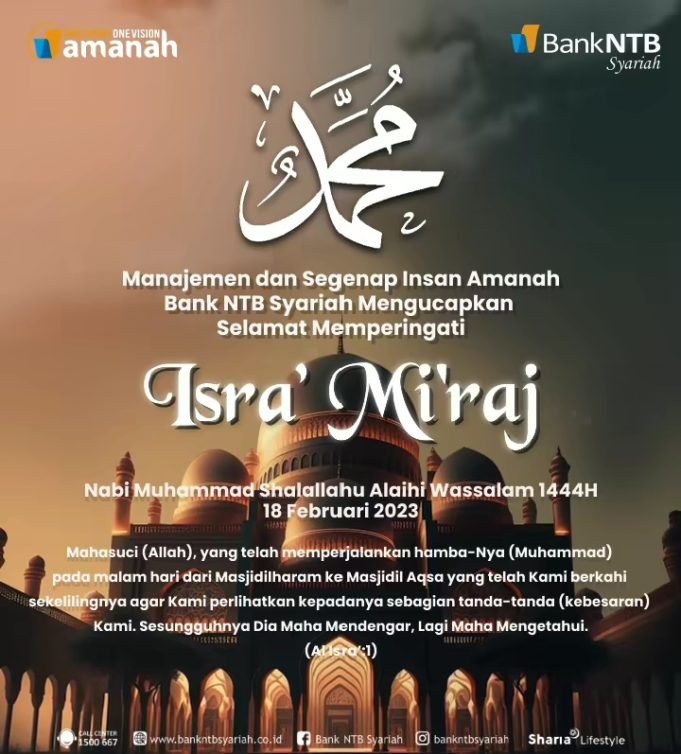BANK NTB SYARIAH : SELAMAT MEMPERINGATI ISRA’ MI’RAJ