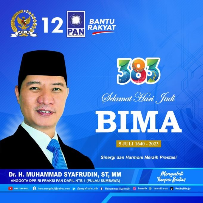 Dr. H. Muhammad Syafrudin (HMS) : Selamat Hari Jadi Kabupaten Bima ke 383