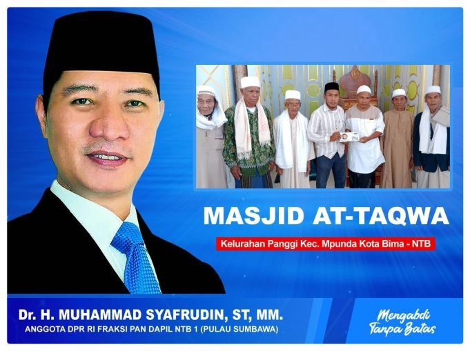 Giliran Masjid At-Taqwa di Kota Bima Dapat Bantuan dari Rudhy Mbojo