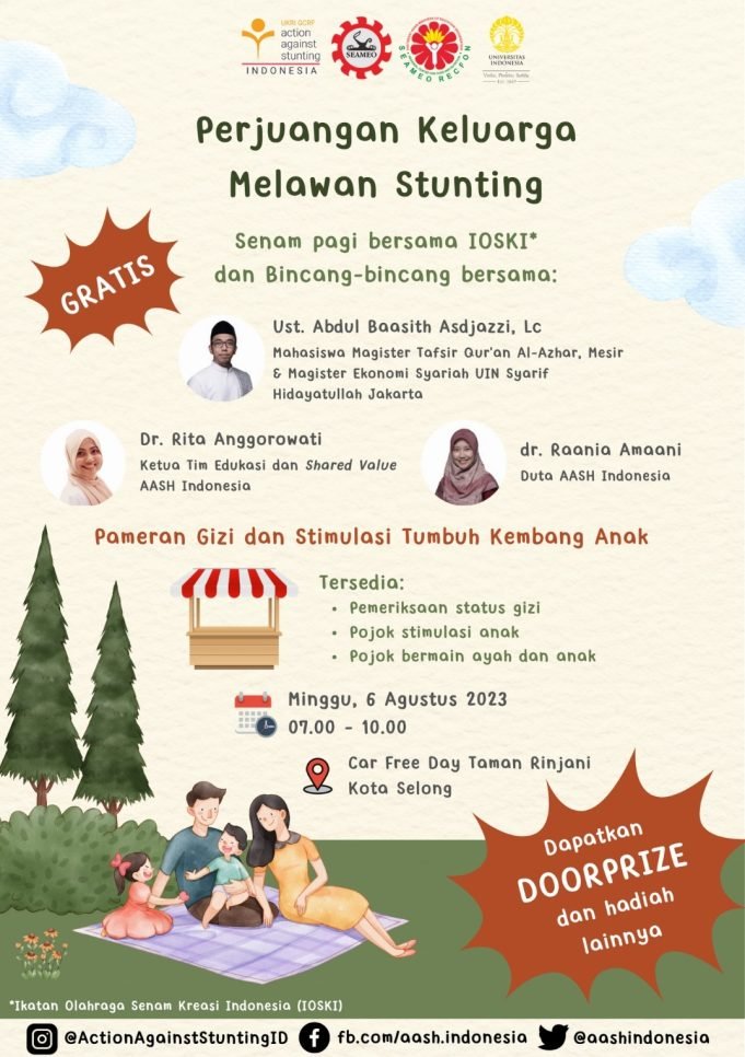 PERJUANGAN KELUARGA MELAWAN STUNTING : YUK, IKUTI SENAM BERSAMA IOSKI DAN BINCANG-BINCANG BERSAMA MINGGU 6 AGUSTUS 2023