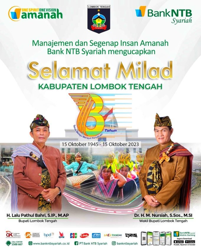 BANK NTB SYARIAH : SELAMAT MILAD LOMBOK TENGAH KE-78
