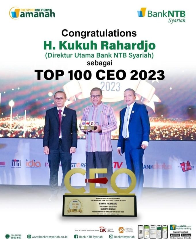 BANK NTB SYARIAH : SELAMAT KEPADA H KUKUH RAHADJO SEBAGAI TOP 100 CEO 2023