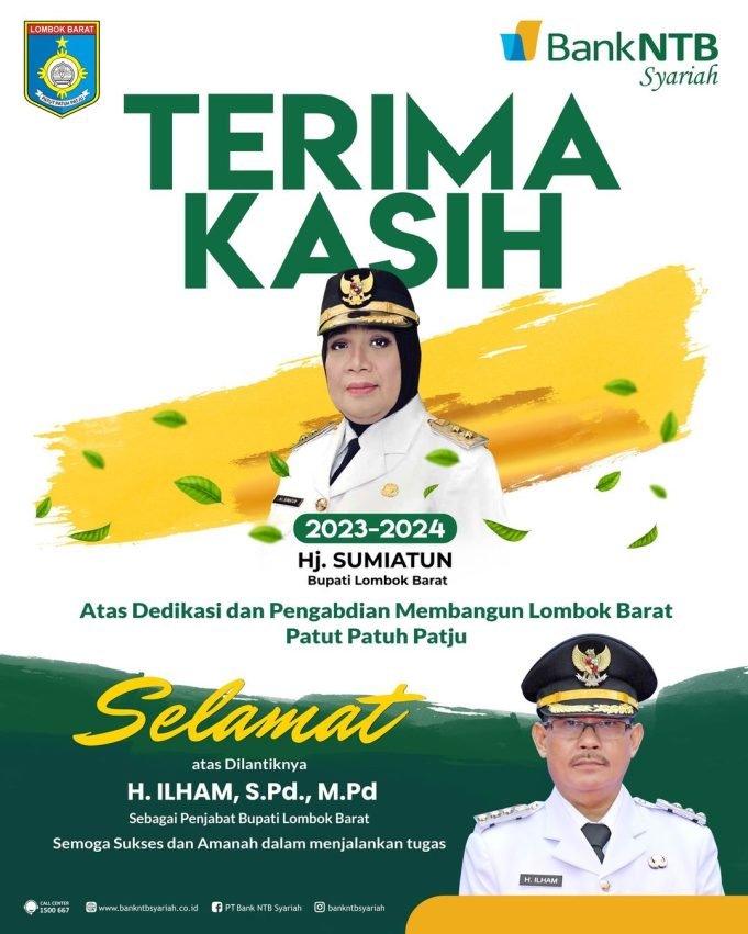 KELUARGA BESAR BANK NTB SYARIAH : TERIMAKASIH HJ SUMIATUN DAN SELAMAT ATAS DILANTIKNYA H ILHAM
