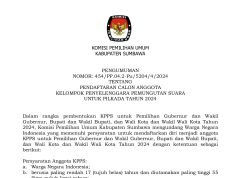 KPU Sumbawa : Pengumuman Pendaftaran KPPS Pilkada 2024
