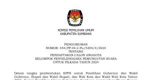 KPU Sumbawa : Pengumuman Pendaftaran KPPS Pilkada 2024