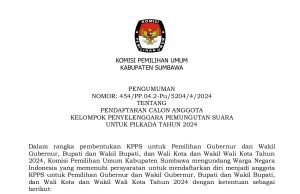 KPU Sumbawa : Pengumuman Pendaftaran KPPS Pilkada 2024