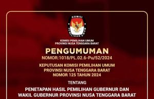 PENGUMUMAN KPU NTB SOAL PENETAPAN HASIL PILGUB NTB 2024