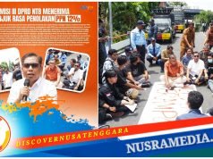 Ketua Komisi III DPRD NTB Duduk Bersila Temui BEM UNRAM Saat Unjuk Rasa