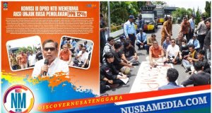 Ketua Komisi III DPRD NTB Duduk Bersila Temui BEM UNRAM Saat Unjuk Rasa