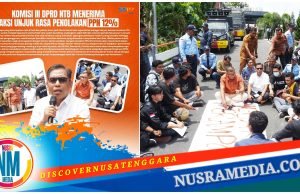 Ketua Komisi III DPRD NTB Duduk Bersila Temui BEM UNRAM Saat Unjuk Rasa