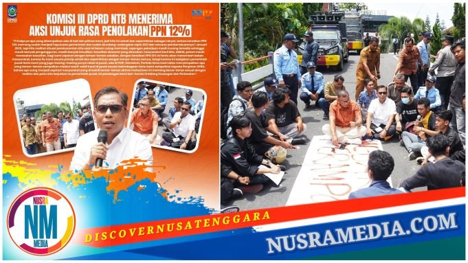 Ketua Komisi III DPRD NTB Duduk Bersila Temui BEM UNRAM Saat Unjuk Rasa