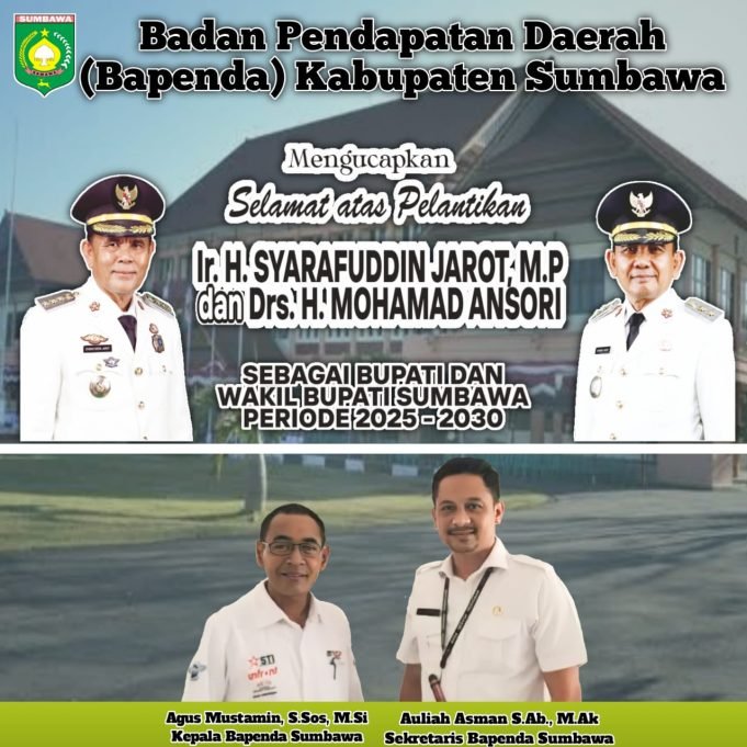 Bapenda Sumbawa : Selamat Atas Pelantikan H Syarafuddin Jarot dan H Mohamad Ansori