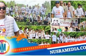 Sambut dan Meriahkan HUT Partai, Gerindra KLU Kompak Tanam Ratusan Pohon