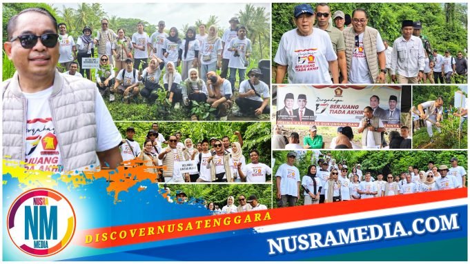 Sambut dan Meriahkan HUT Partai, Gerindra KLU Kompak Tanam Ratusan Pohon