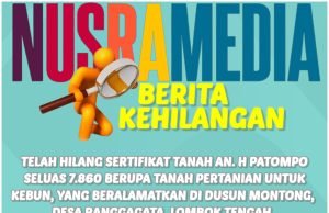 BERITA KEHILANGAN