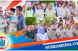 Hadiri Panen Raya Serentak, Lalu Wirajaya Serahkan Bantuan Bibit Padi Untuk Petani di Lombok Tengah