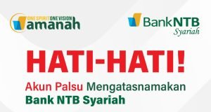 Hati-hati ! Akun Palsu Mengatasnamakan Bank NTB Syariah