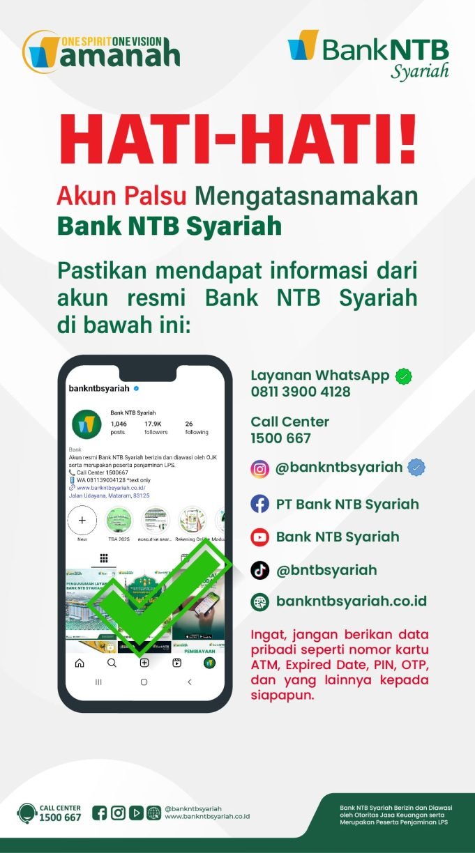 Hati-hati ! Akun Palsu Mengatasnamakan Bank NTB Syariah