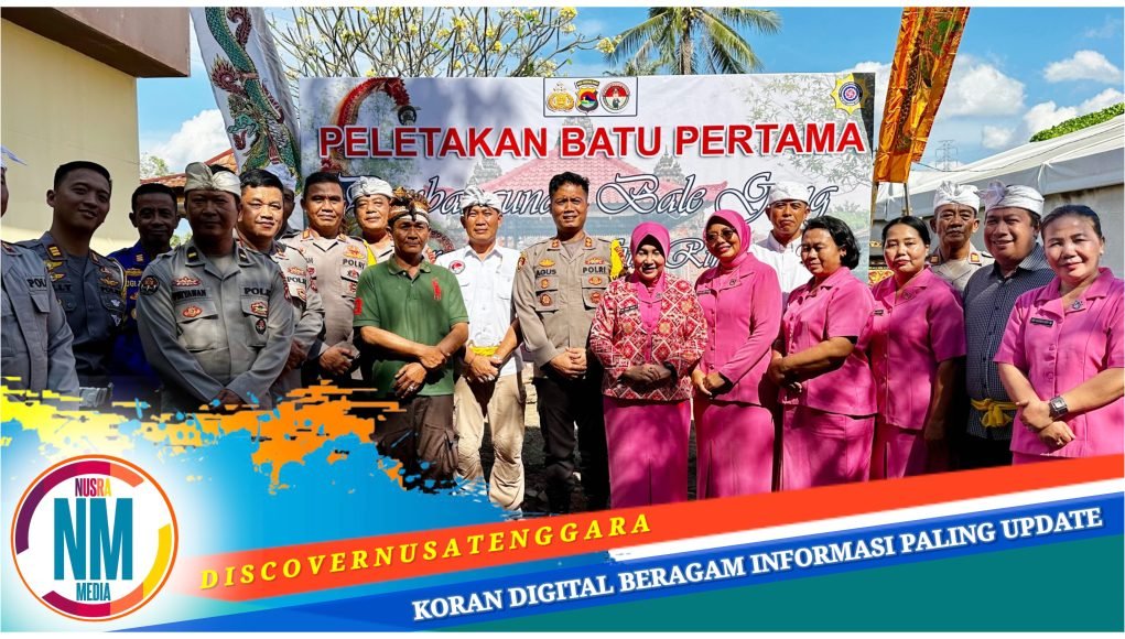 Kapolres Lotara Lakukan Peletakan Batu Pertama Bale Gong Pura Amerta Giri Rinjani