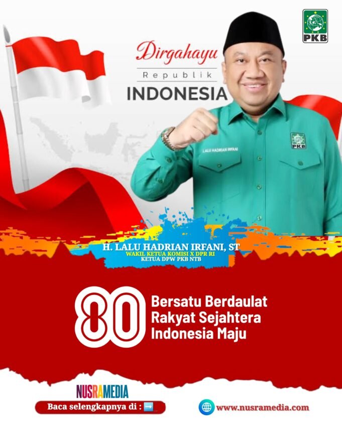 Wakil Ketua Komisi X DPR RI (F-PKB) Dapil NTB 2 Pulau Lombok-Lalu Hadrian Irfani : Dirgahayu RI ke-80