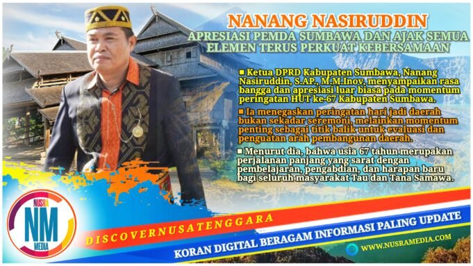 HUT Sumbawa ke-67, Ketua DPRD : Momentum Titik Balik Menuju Tau dan Tana Samawa Lebih Maju dan Sejahtera