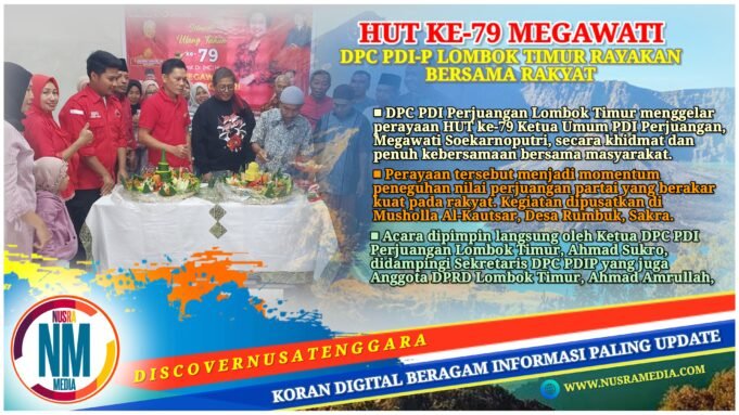 Rayakan Ultah Ketum, DPC PDI Perjuangan Lombok Timur Potong Tumpeng dan Resmikan Musholla