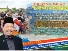 Sumbawa Dilanda Banjir, Johan Rosihan Tanggap Salurkan Bantuan untuk Warga Desa Labuhan Bontong