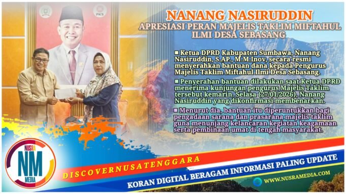 Ketua DPRD Sumbawa Salurkan Bantuan untuk Penguatan Kegiatan Keagamaan di Desa Sebasang