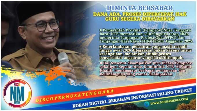 Pemprov NTB Pastikan TPG dan THR Guru Dibayar, Pergeseran Anggaran Dikebut