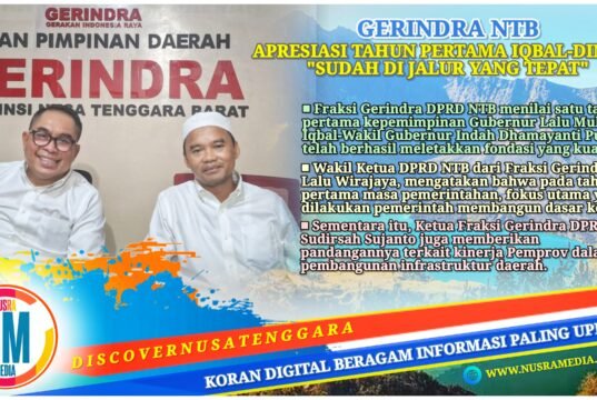 Fraksi Gerindra DPRD NTB Nilai Setahun Iqbal-Dinda Berhasil Letakkan Fondasi Kuat