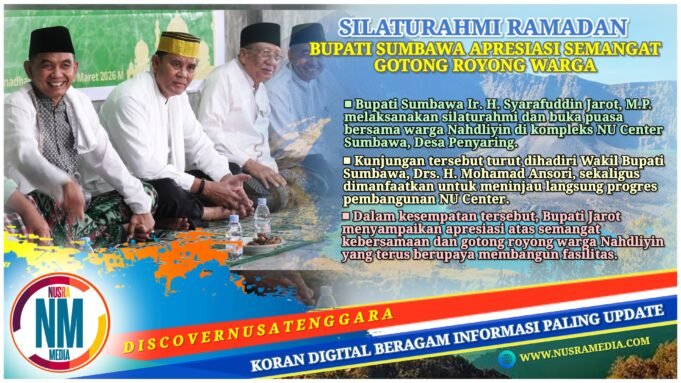 Jarot-Ansori Buka Puasa Bersama Warga Nahdliyin, Tinjau Progres Pembangunan NU Center Sumbawa