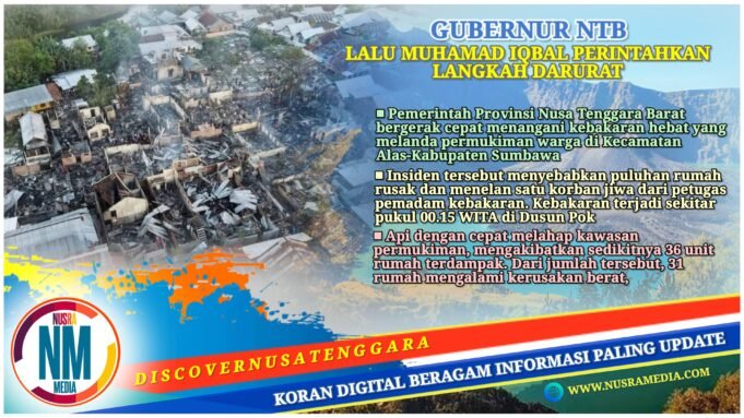 Pemprov NTB Gerak Cepat Sikapi Kebakaran di Alas-Sumbawa