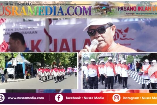 Semarak HUT ke-81 RI, Bupati Jarot dan Wabup Ansori Kompak Ramaikan Gerak Jalan Tepat Waktu di Sumbawa