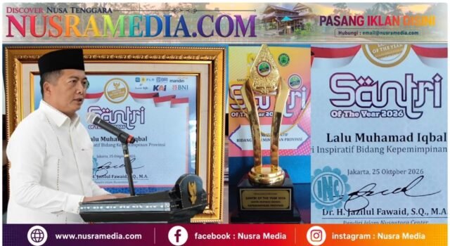 Dari Pesantren ke Pemerintahan, Gubernur NTB Lalu Iqbal Raih Santri of The Year 2026